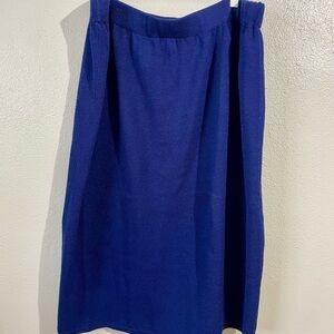 St John Santana Knit Skirt Blue Size 22 Elastic Waist Straight Midi Classic Luxe